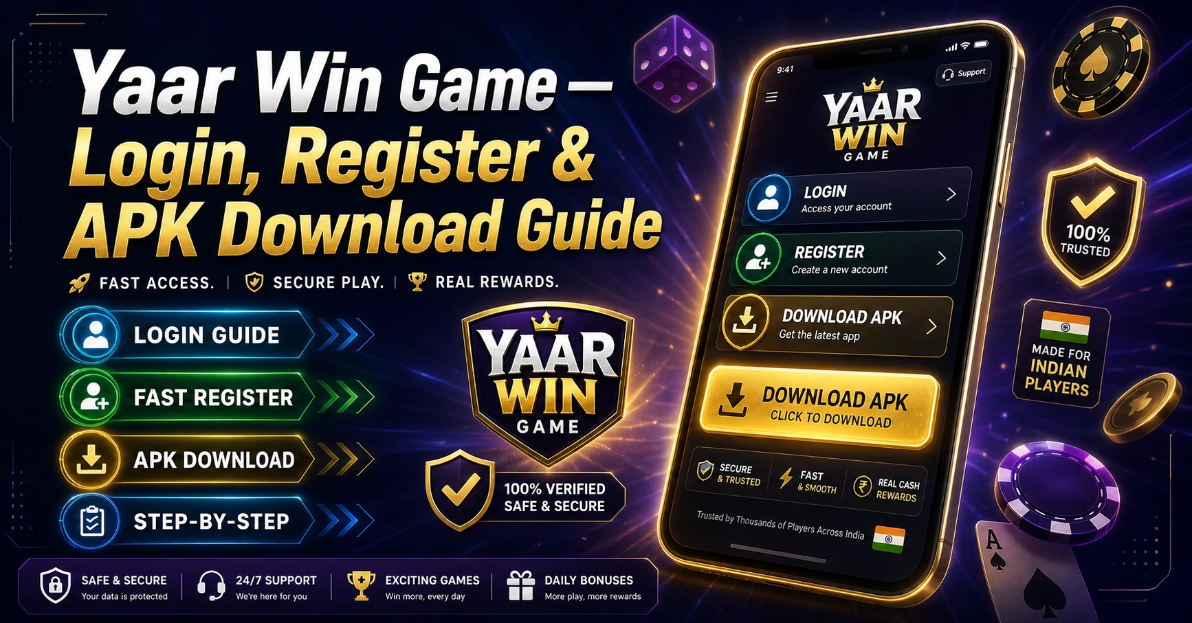 Yaar Win invite code and welcome bonus screen